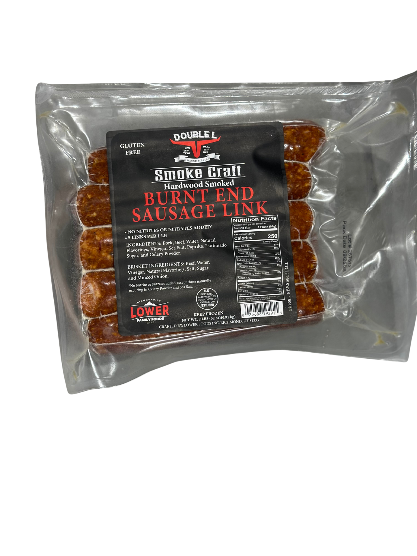 Double L Smoke Craft Hardwood Smoked Burnt End Sausage Link