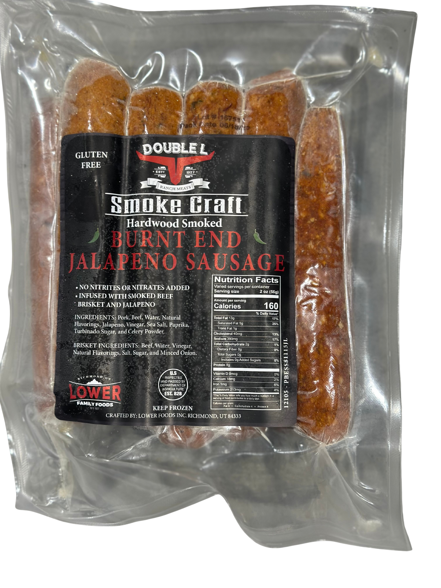 Double L Smoke Craft Hardwood Smoked Burnt End Jalapeño Sausage
