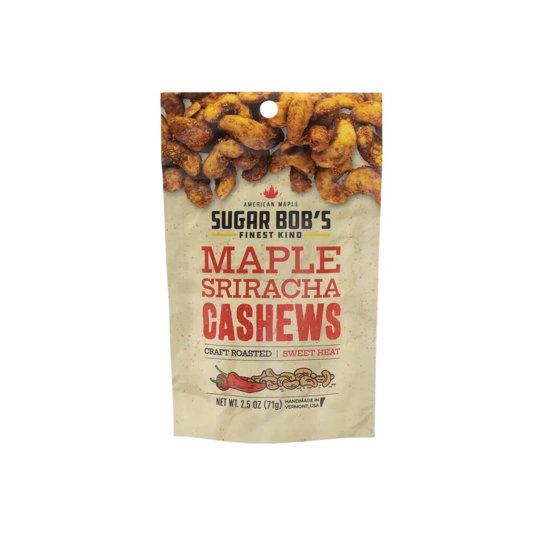 Sugar Bob's Maple Sriracha Cashews - 2.5oz Resealable Pouch